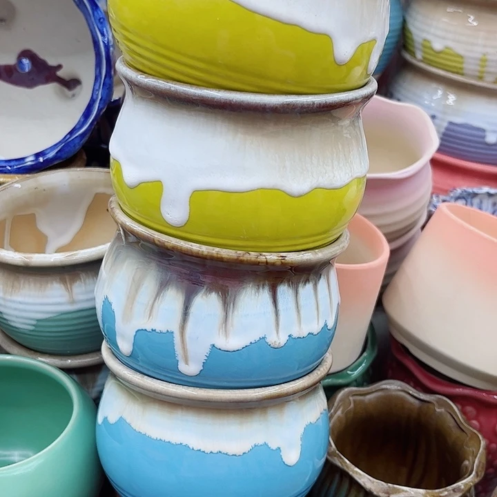 多肉绿植陶瓷花盆9.9包邮，有孔