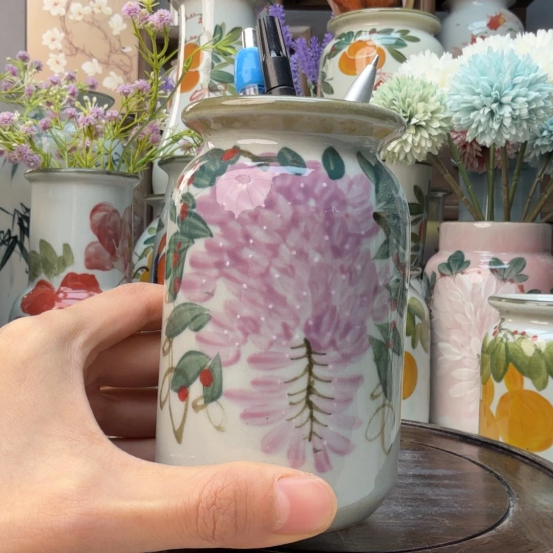 缸景德镇陶瓷手绘花瓶摆件无孔