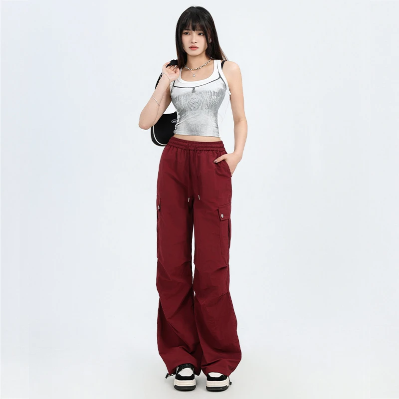 伞兵裤美式工装裤2025秋季新款小个子宽松薄款高腰百度休闲阔腿裤