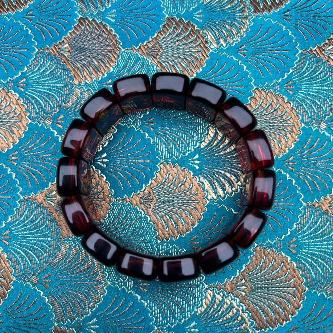 【器物炎灵 】血红色方珠手串（不带礼盒）