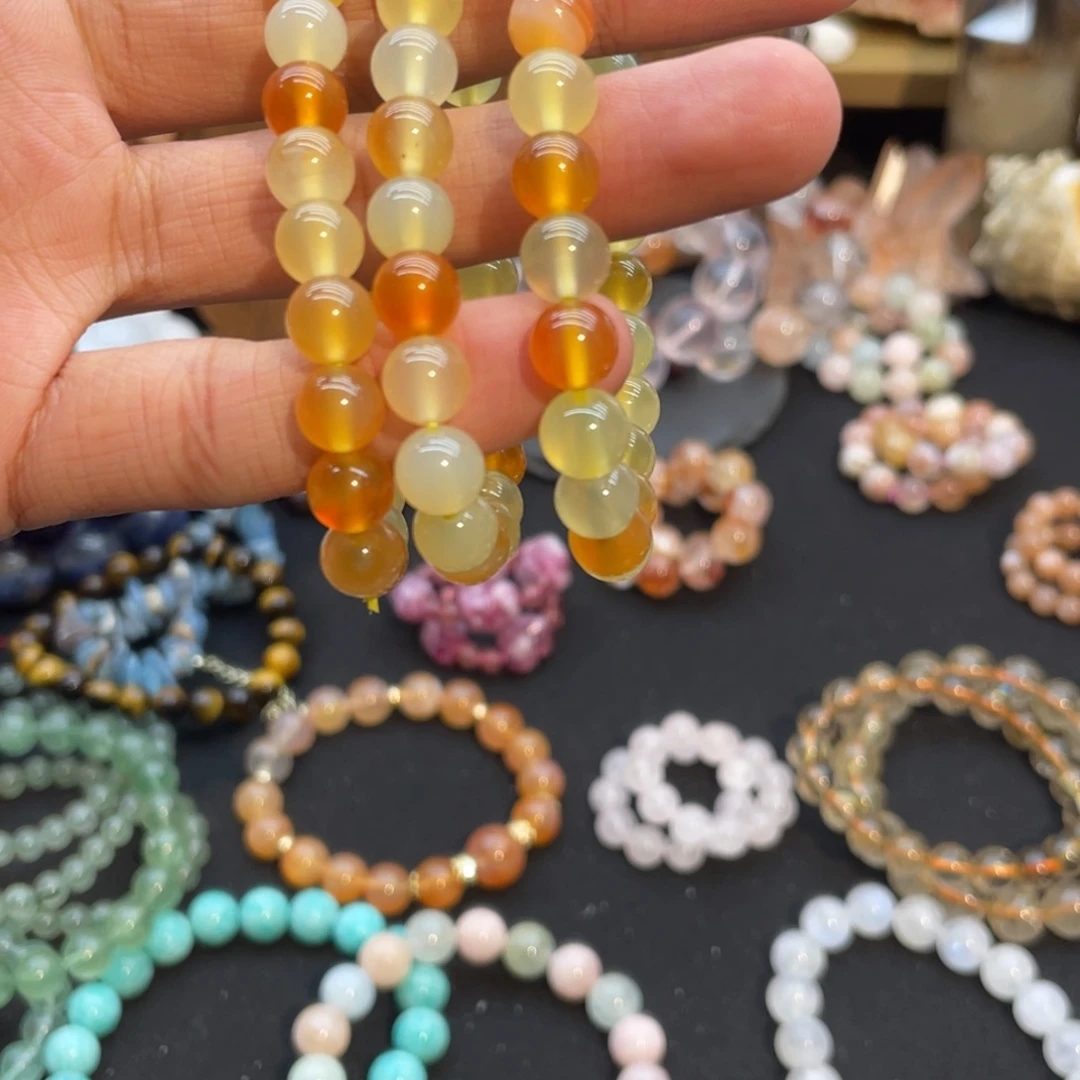 水晶未镶嵌手链纯天然黄玛瑙