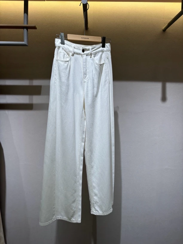 白色高腰阔腿牛仔裤女春夏新款宽松显瘦垂感休闲拖地裤