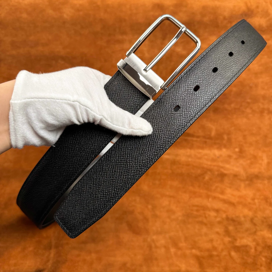 EP手掌纹牛皮【精品不锈钢扣+手掌纹】双层黑色高端头层牛皮腰带