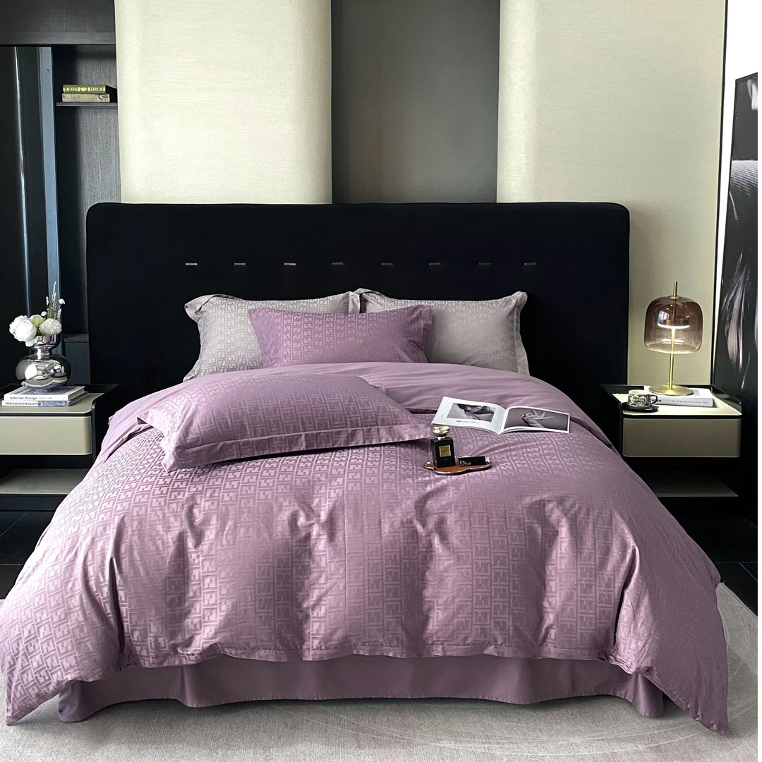 (淘金谷家纺)升级加密全棉提花贡缎长绒棉四件套 双人色织轻奢风