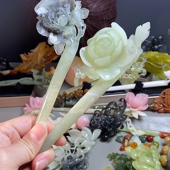 岫玉未镶嵌发簪发簪