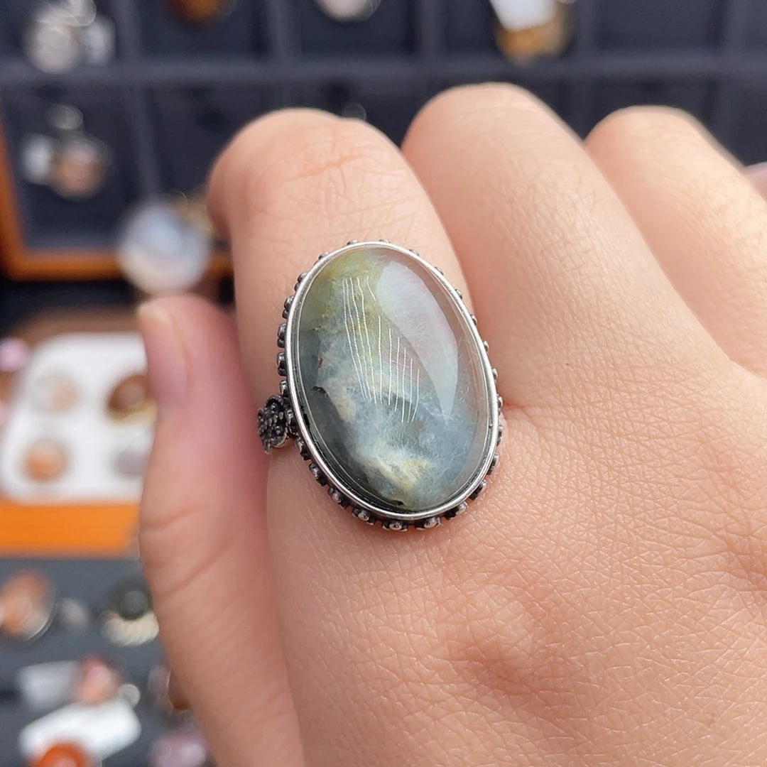 水晶戒指银S925镶嵌水****