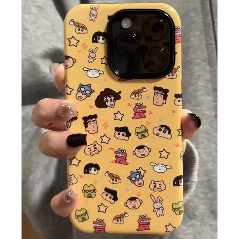 满屏蜡笔小新适用苹果16ProMax手机壳iPhone15硬14二合一菲林壳MY