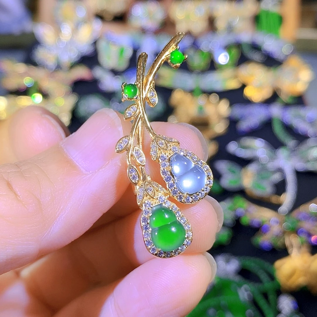 吊坠(不含链)银S925镶嵌翡翠