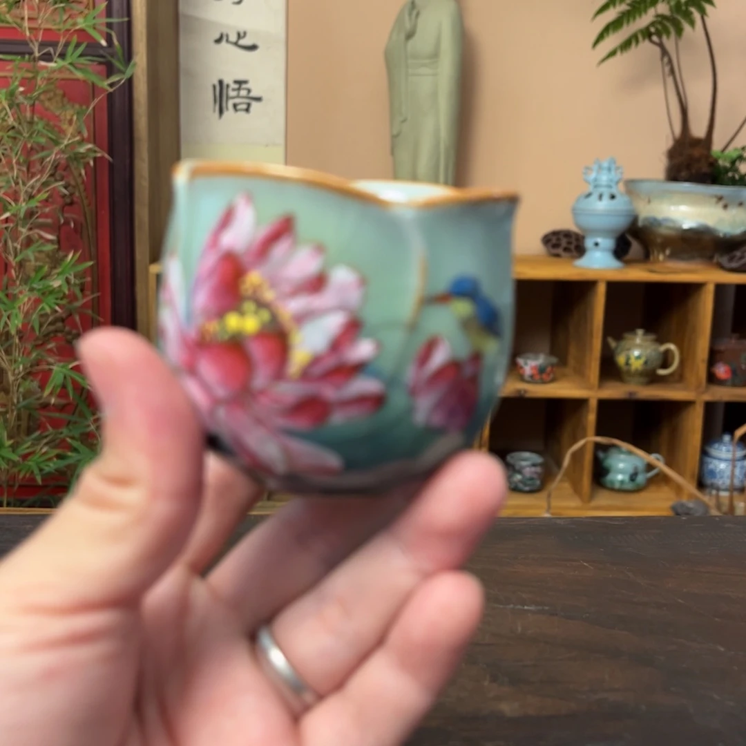 杯柴烧手工手绘陶瓷