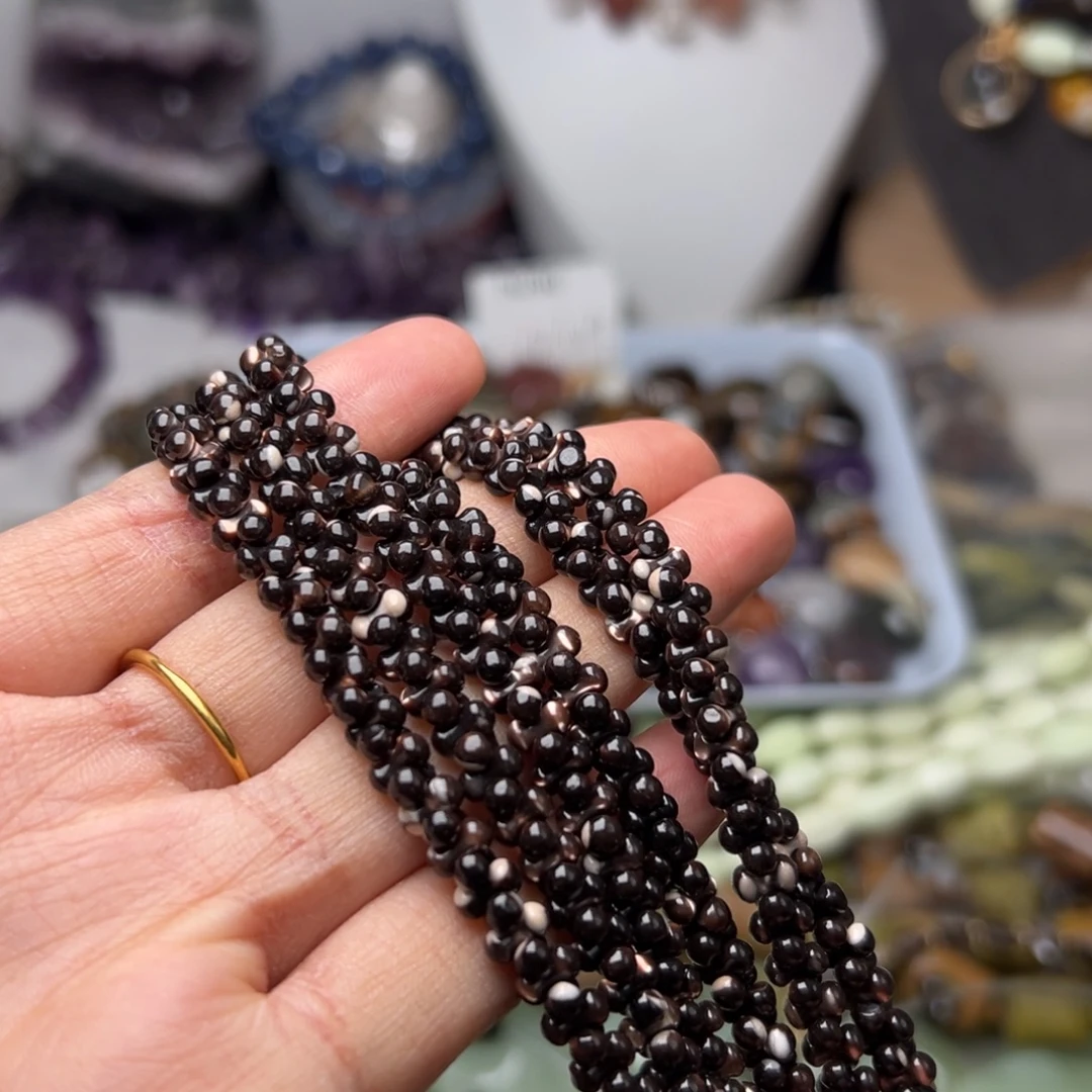 玛瑙/玉髓合金珠宝半成品N301 6mm天然黑金贝小骨条一条