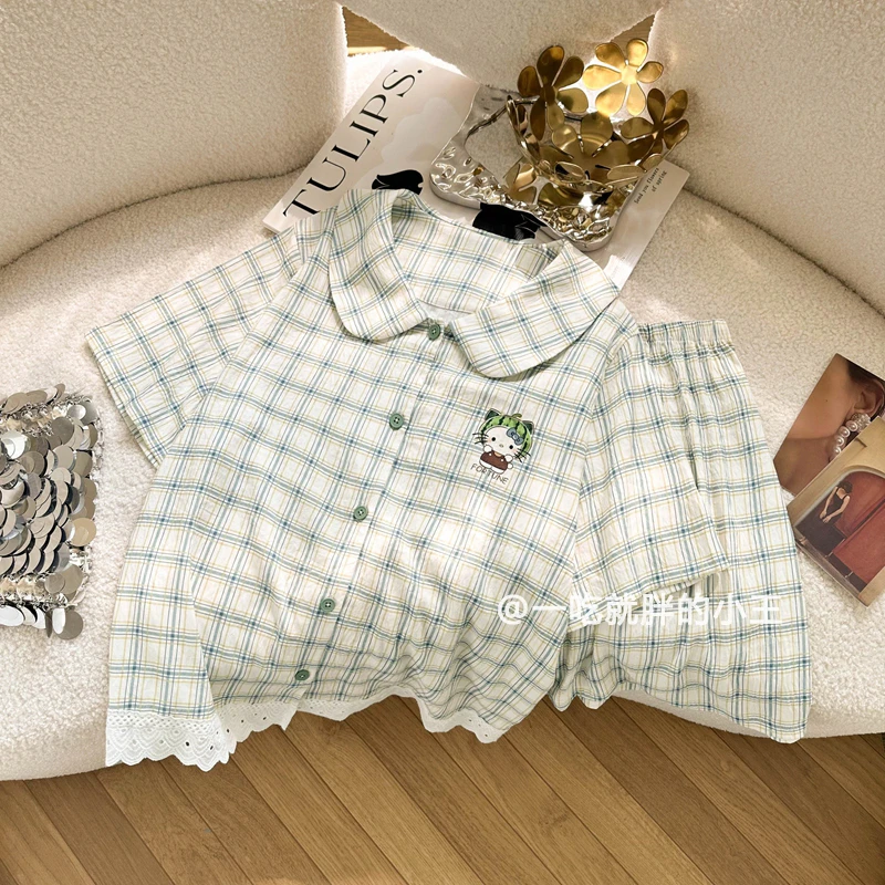 小王家三件套|韩版甜美大码家居服胖mm大码可外出穿睡衣套装