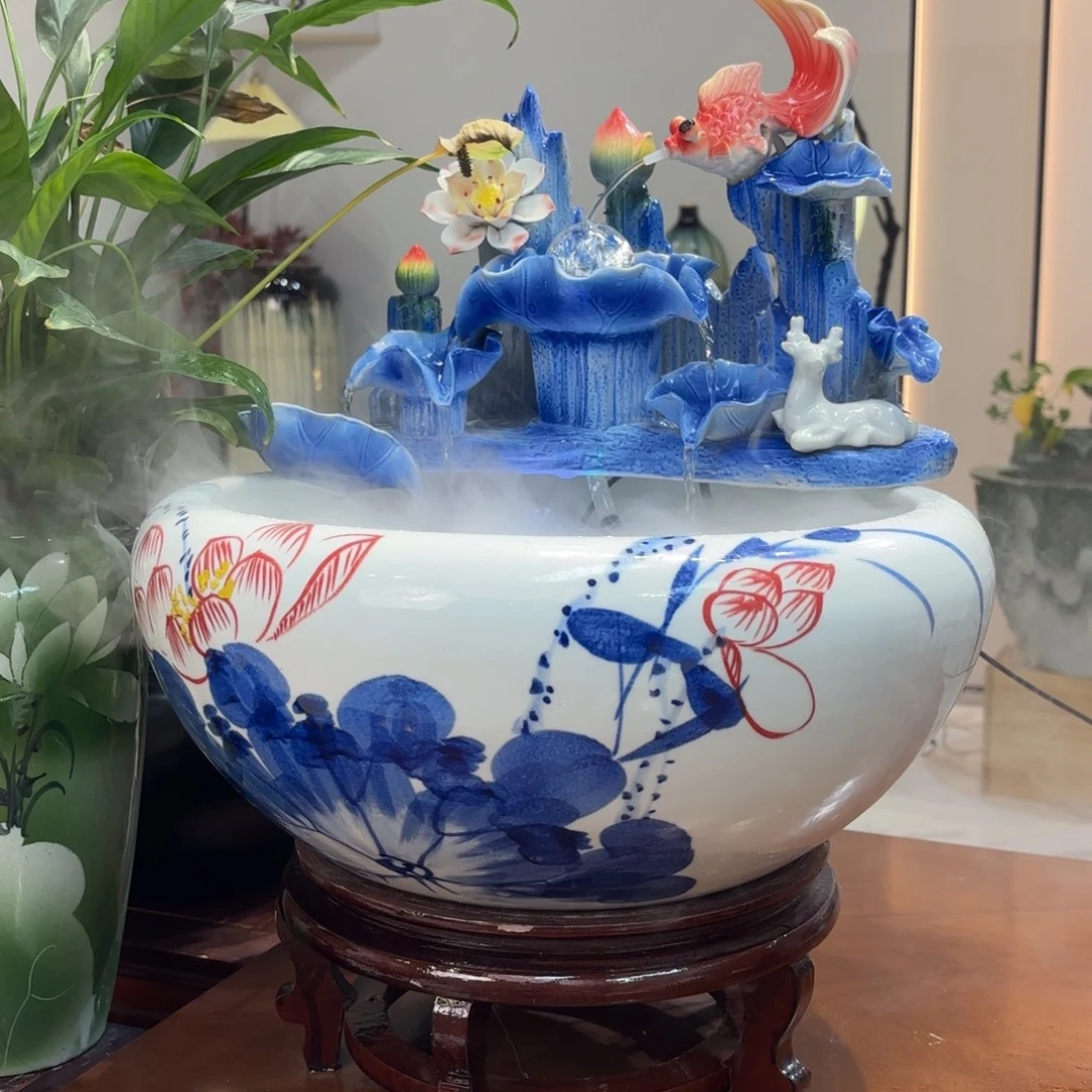 陶瓷青花金玉满堂带陶瓷底座