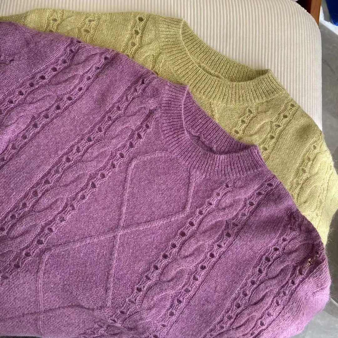 【CHEN】洋气显白纯色马海毛毛衣长袖时尚镂空针织衫25011110