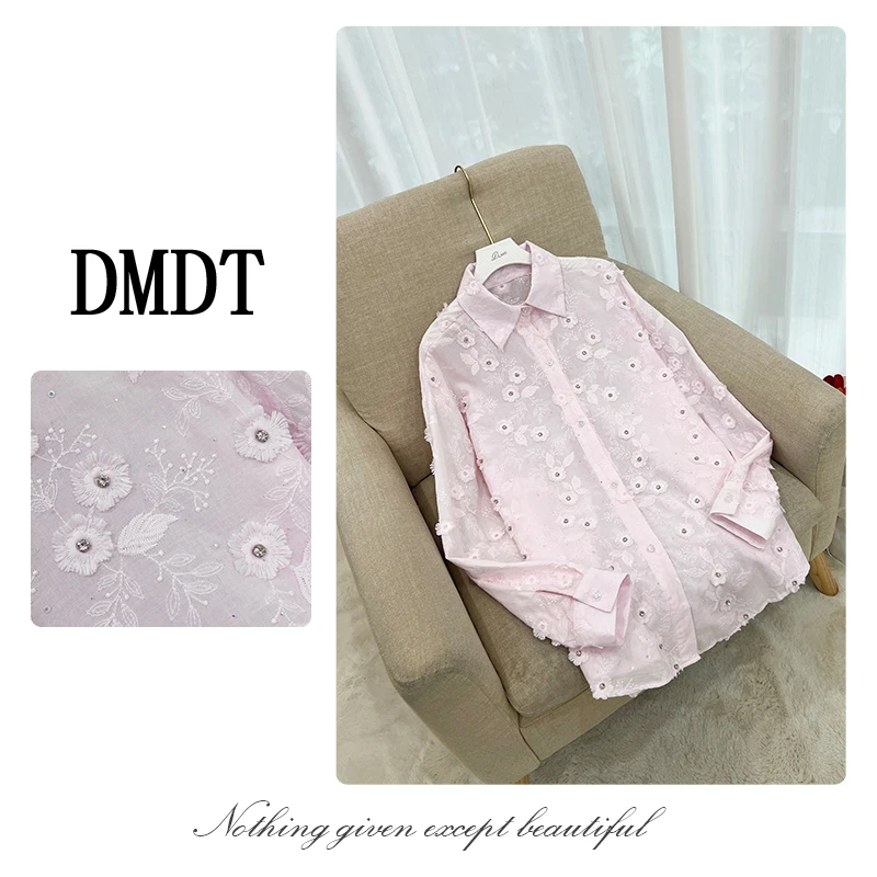 【DMDT潮牌】2025新品“尼罗河花园”重工镶钻长袖显瘦女衬衫8811