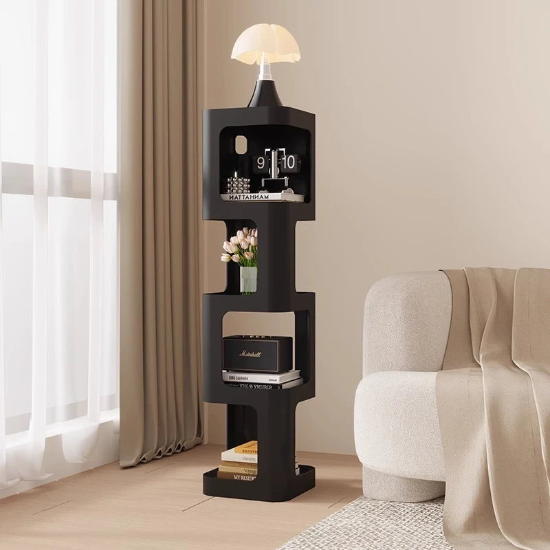 奶油风书架落地置物架客厅创意铁艺小柜子卧室窄柜儿童书本收纳架