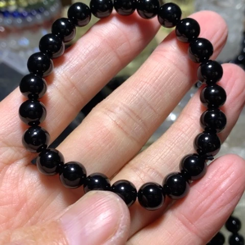 水晶手串未镶嵌8mm手串黑水晶