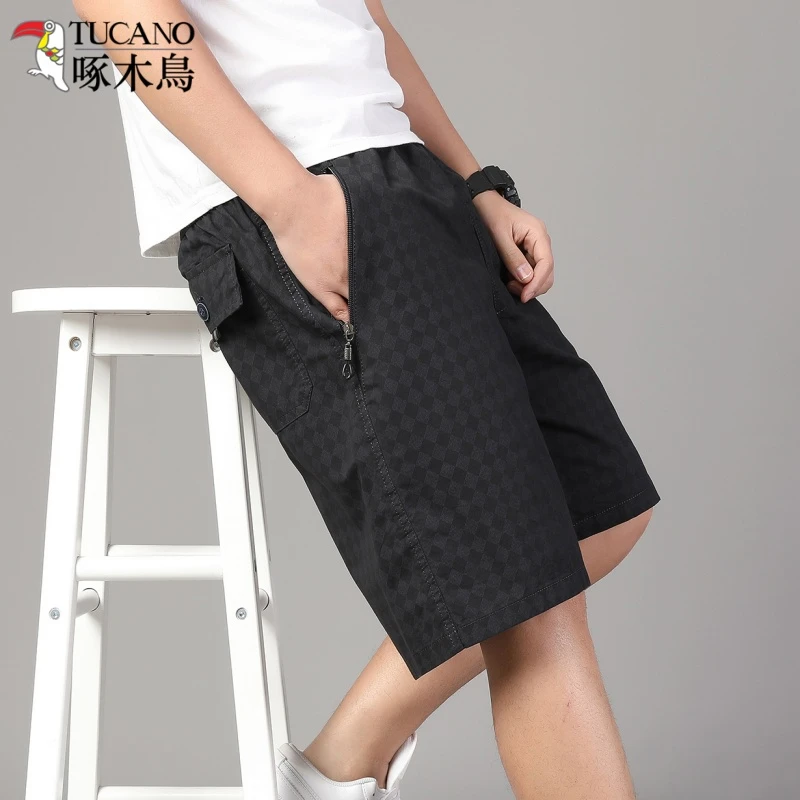 啄木鸟夏季短裤男士纯棉运动爸爸五分裤沙滩裤中老年宽松透气大码