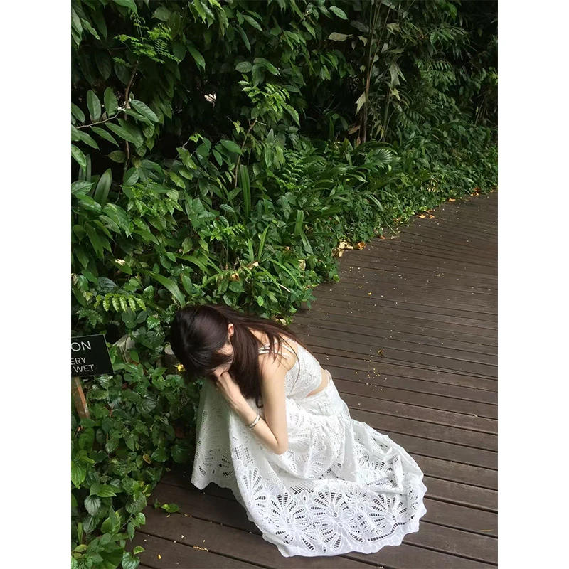 公主风高级感无袖吊带背心上衣+长款半身裙仙气日常2025夏季ins风