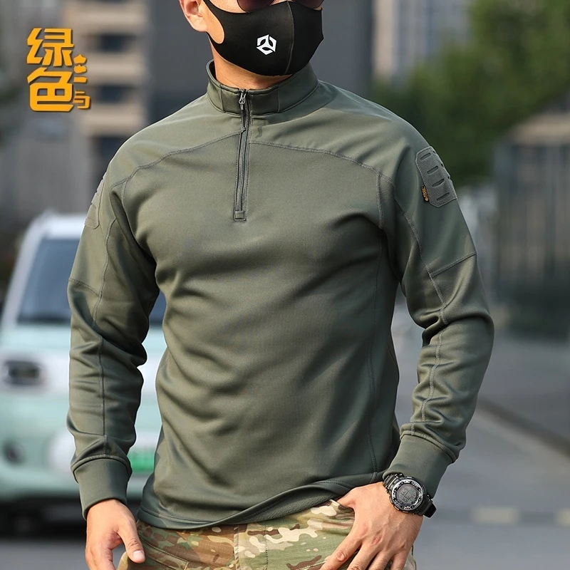 男士新款单导加绒战术立领长袖户外休闲保暖特训服秋冬神秘