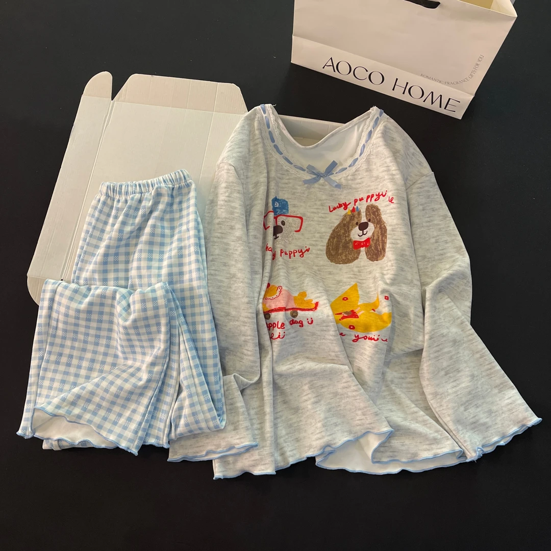 睡衣女春秋冬季长袖大码德绒2025新款保暖卡通狗套装可外穿家居服