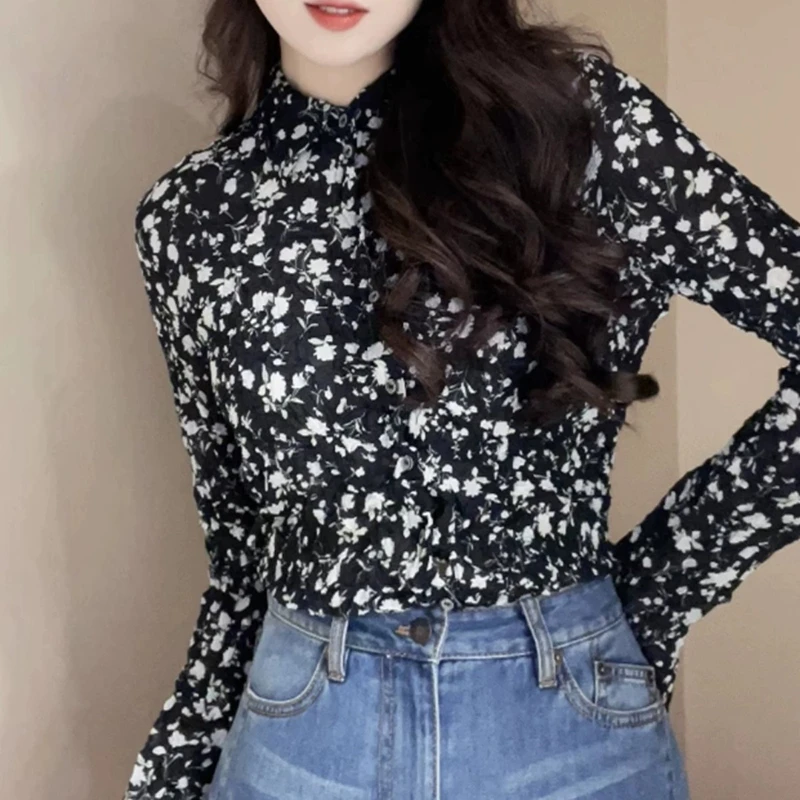 商场同款2025春秋新款气质碎花肌理感长袖衬衫法式衬衫1300955