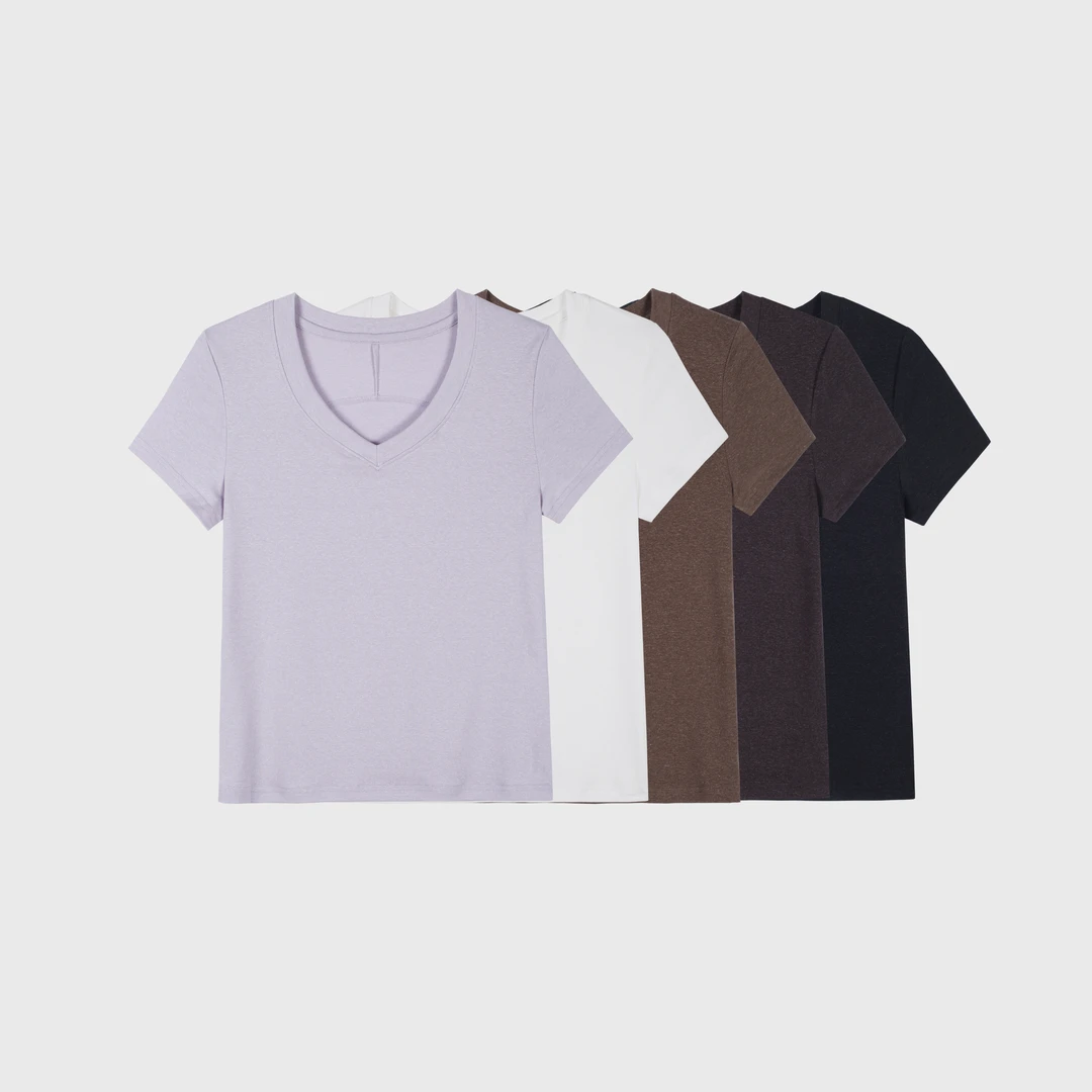 【塔儿姐】雅典娜天丝亚麻三角领百搭T恤 045