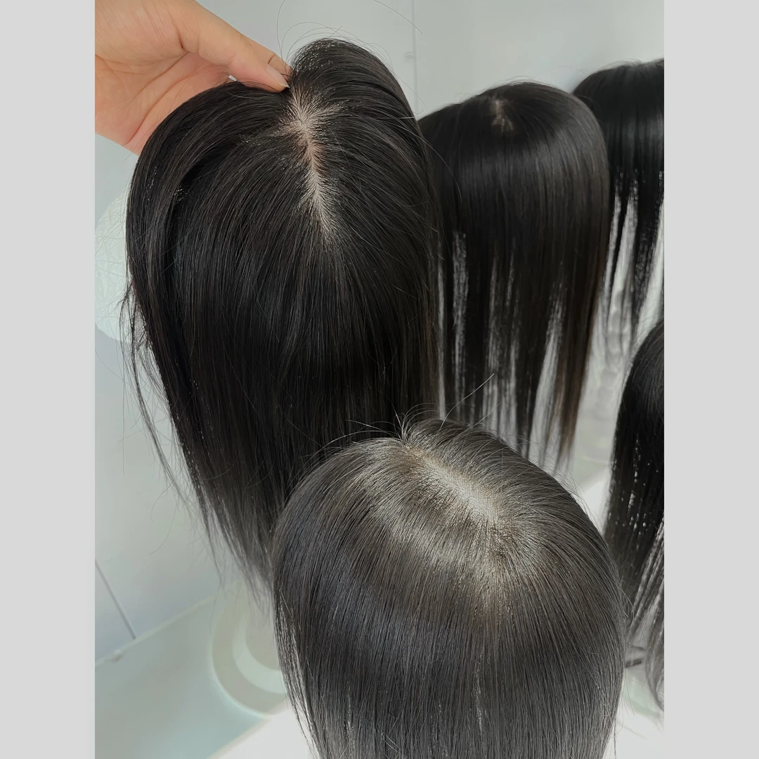 10✖️13递针大头皮全真发补发片蓬松高颅顶遮白发增发量透气网底