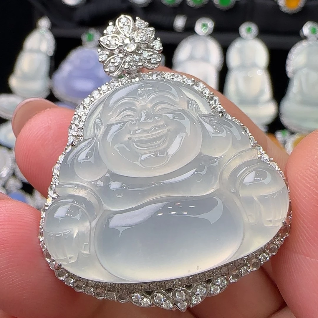 颈饰18K金镶嵌翡翠天然翡翠