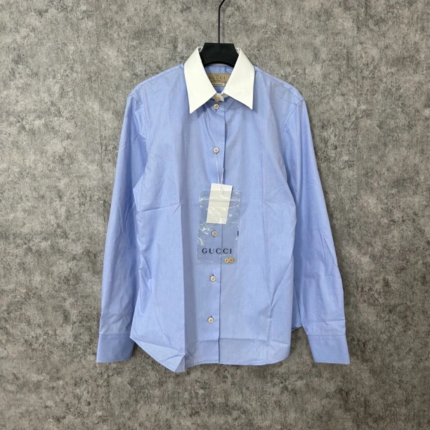未使用 GUCCI/古驰 蓝色白领工服衬衫