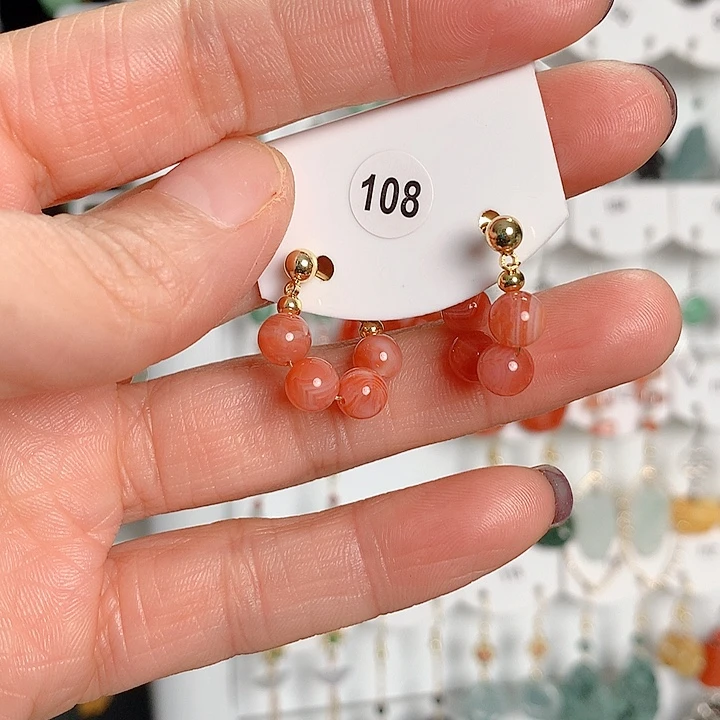 翡翠耳饰银S925镶嵌翡翠