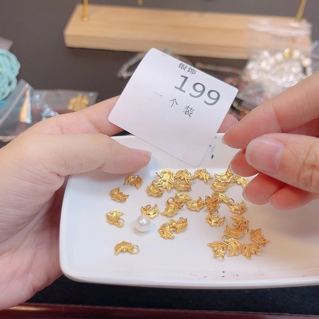 水晶珠宝半成品银S925镀金镶嵌199。