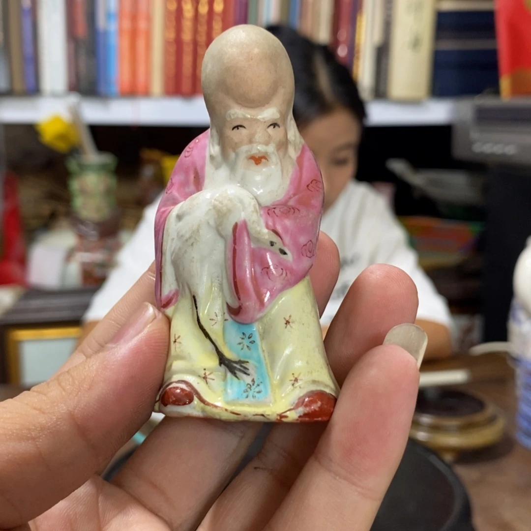 摆件早期手绘寿星一支