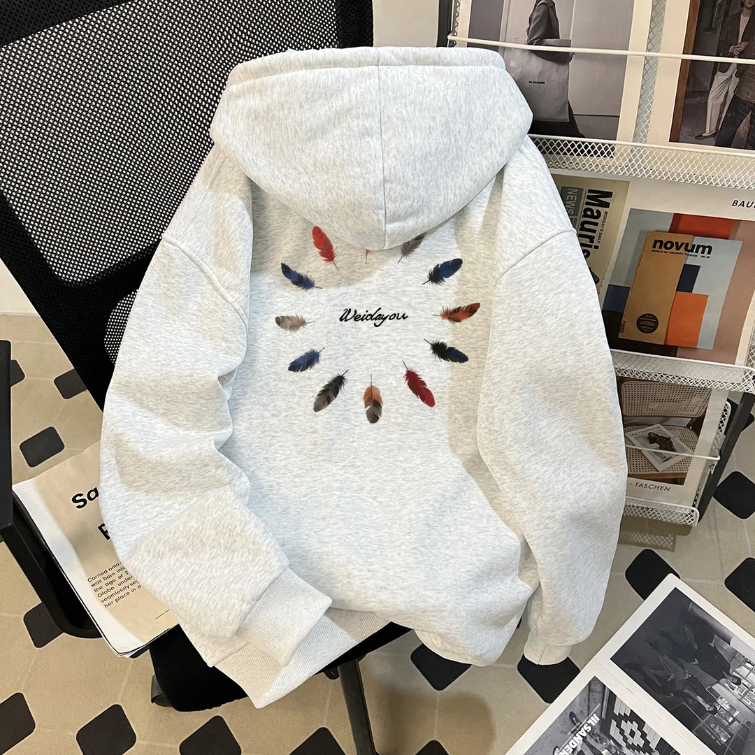 潮牌重磅连帽卫衣美式高街印花连帽卫衣男士2025秋冬新款宽松卫衣