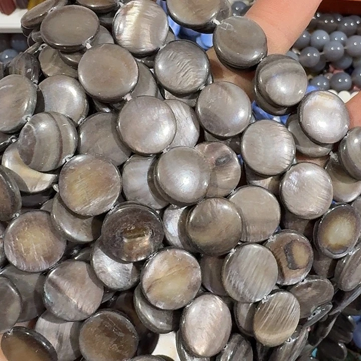 玛瑙/玉髓合金珠宝半成品2条高级灰圆片