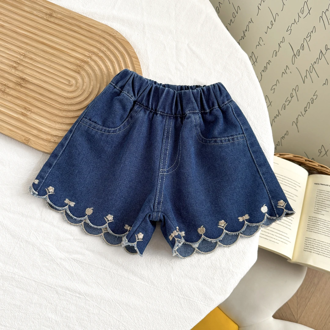 【热推爆款】女童牛仔短裤夏季新款刺绣短裤爆款刺绣牛仔短裤时尚百