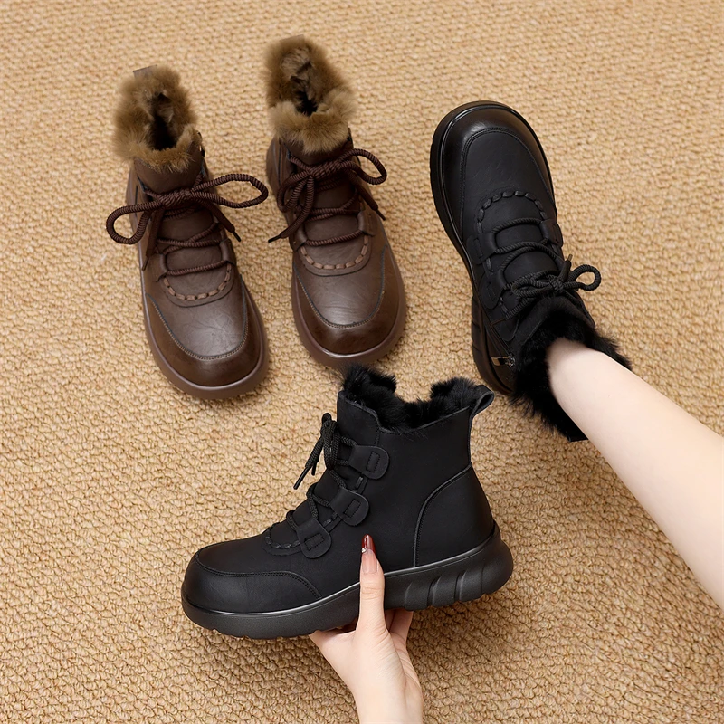 加绒时尚保暖马丁靴女2025冬季新款厚底轻便显瘦不累脚休闲雪地靴