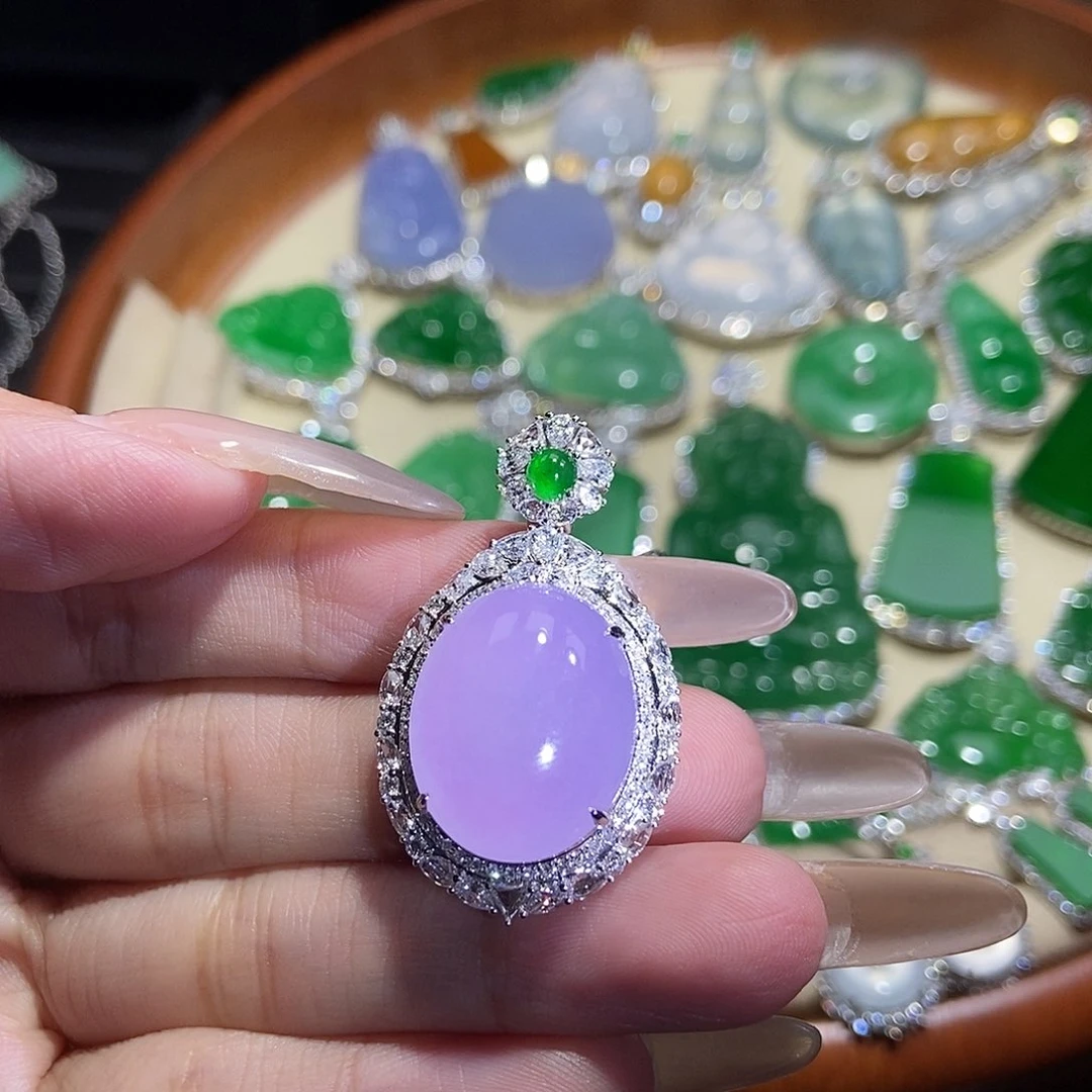 翡翠18K金镶嵌吊坠(不含链)吊坠