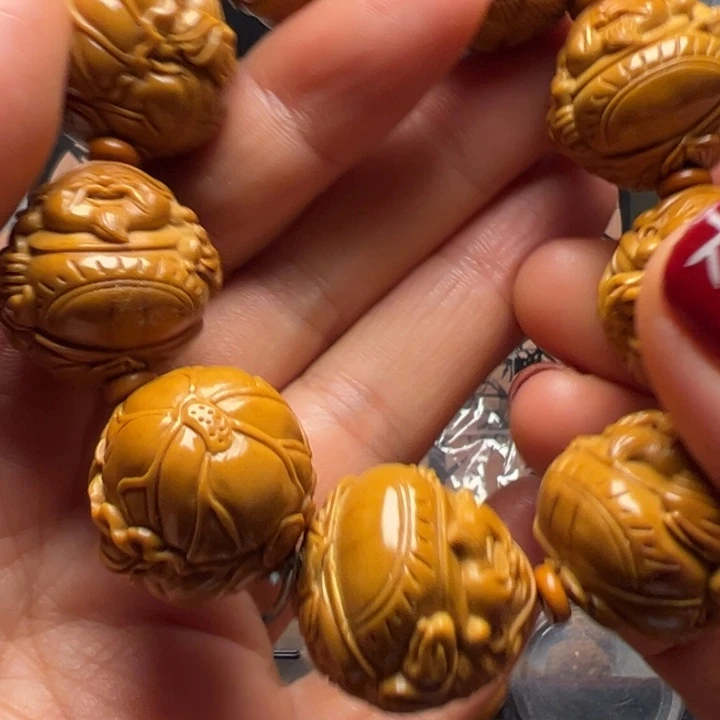 橄榄核手串/手链自**龙荷叶财神