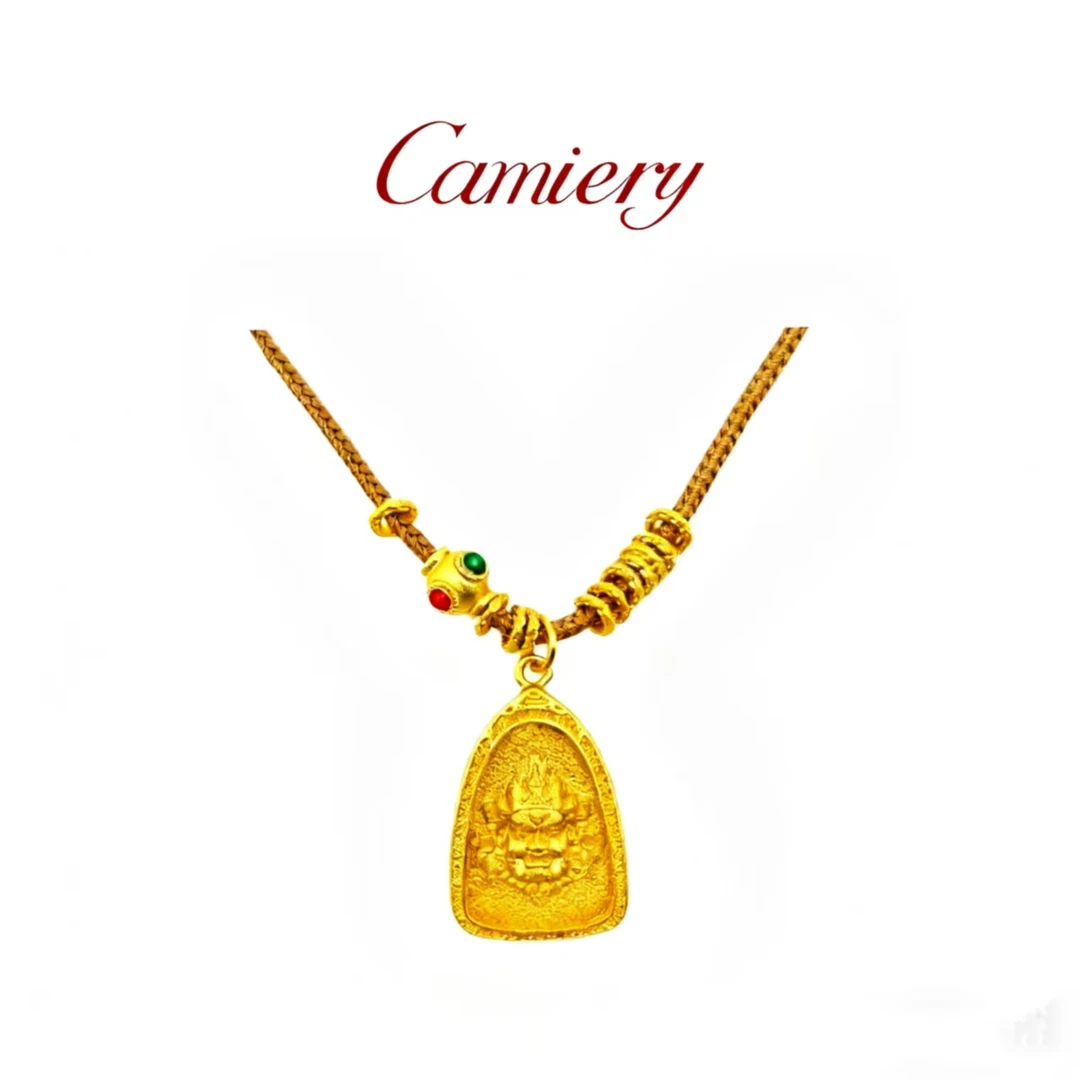 CAMIERY/卡美瑞 新中式轻奢立体黄财神三角牌项链