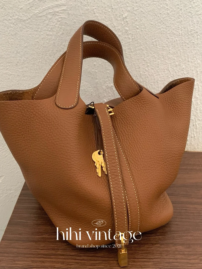 99新 Hermes/爱马仕 爱马仕 金棕金扣菜篮子18 D刻 12589824二店