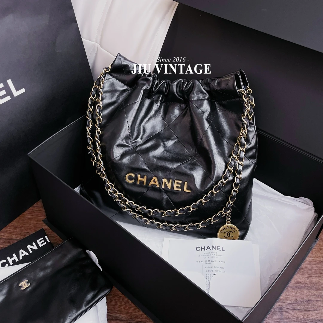 99新 Chanel/香奈儿 22bag 黑金小号24年芯片全套BJM2-8121