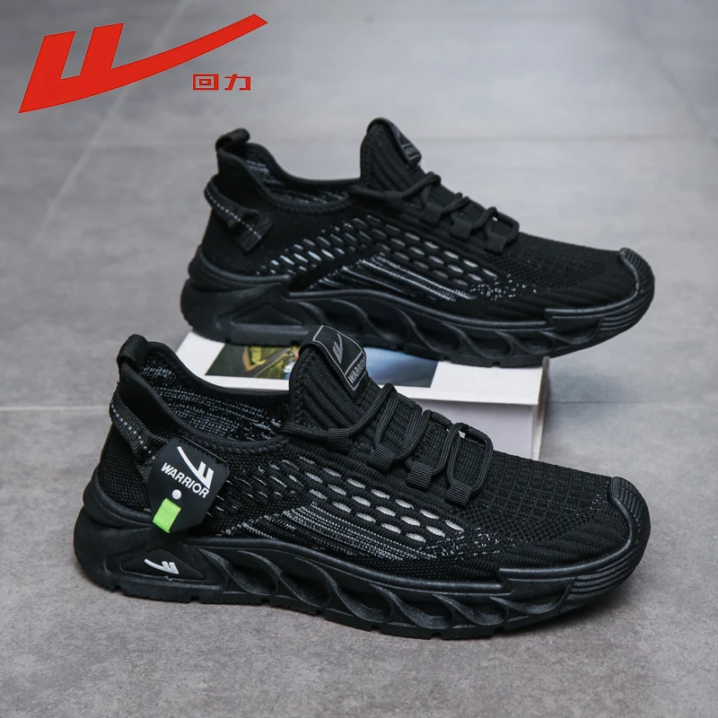 回力男鞋冬季透气飞织网面运动鞋男士2025新款软底百搭休闲沙滩鞋