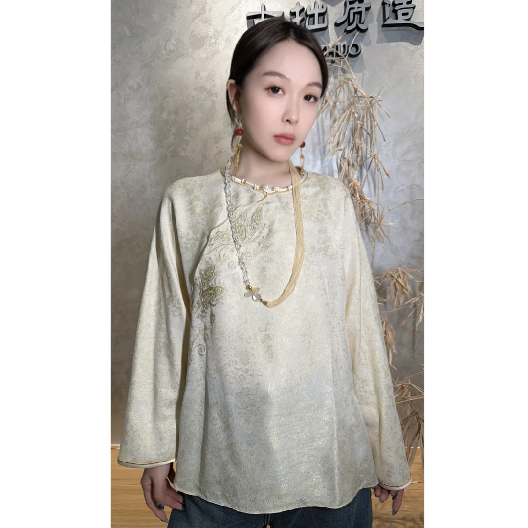 奶金蝴蝶！织金重工刺绣新中式上衣！GZ6547