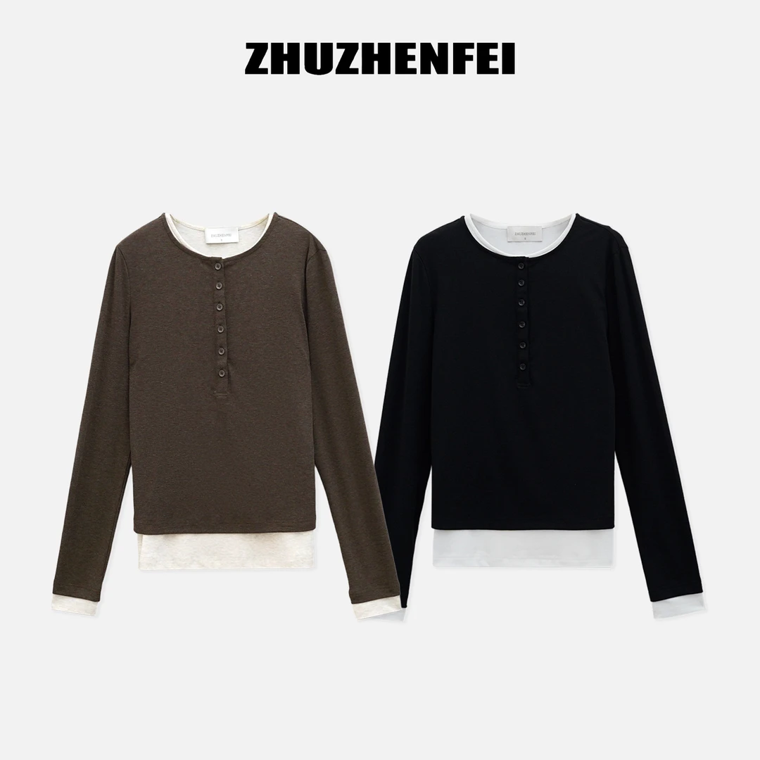 设计师原创时尚简约舒适百搭休闲透气圆领打底衫-Z354003