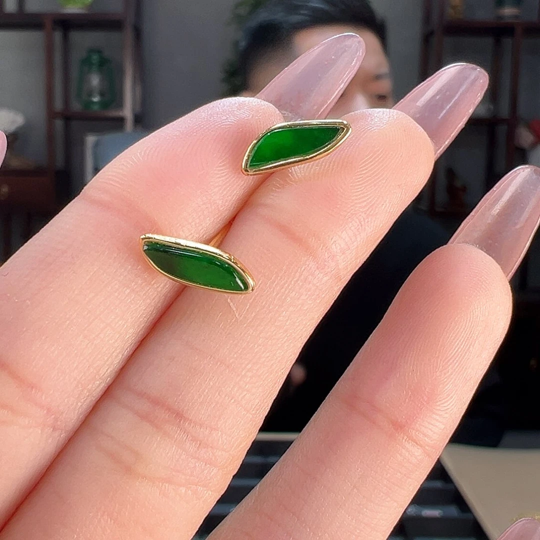 翡翠耳饰银S925镶嵌耳环20