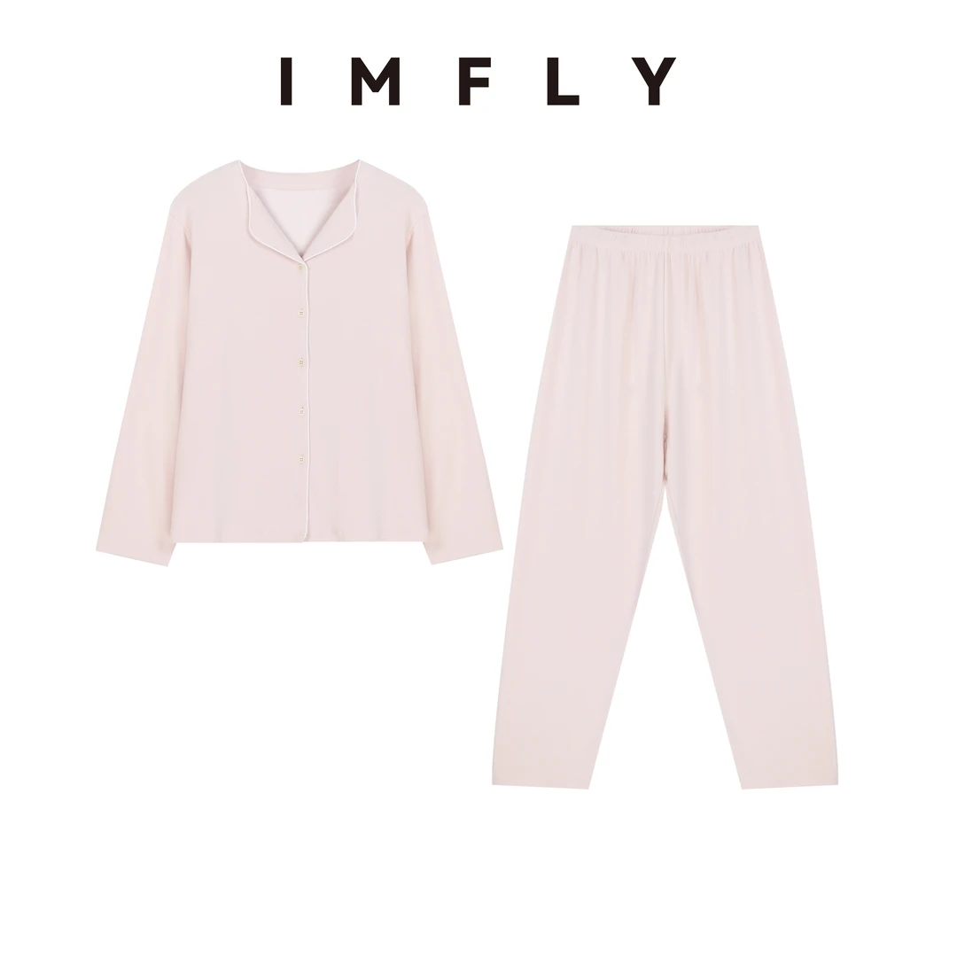 IMFLY金小金自制女装 家居服DYW9820秋季纯色简约休闲睡衣套装