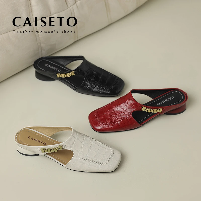 头层牛皮/3cm气质包头法式英伦风凉拖鞋CST-25XL055