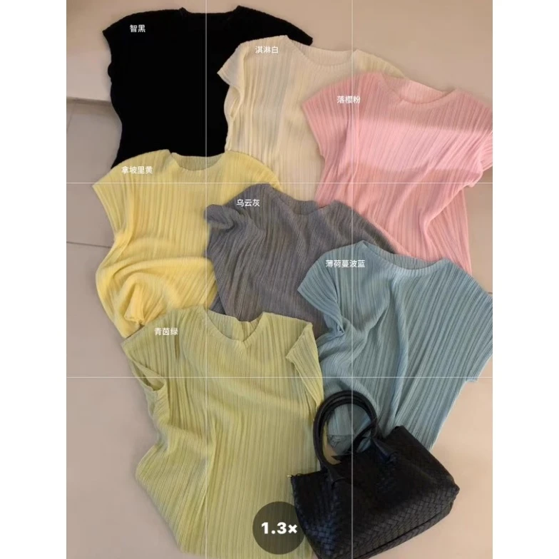 超薄凉感天爽亚麻飞飞袖短袖针织衫女 25夏季新款纸片人肌理小衫