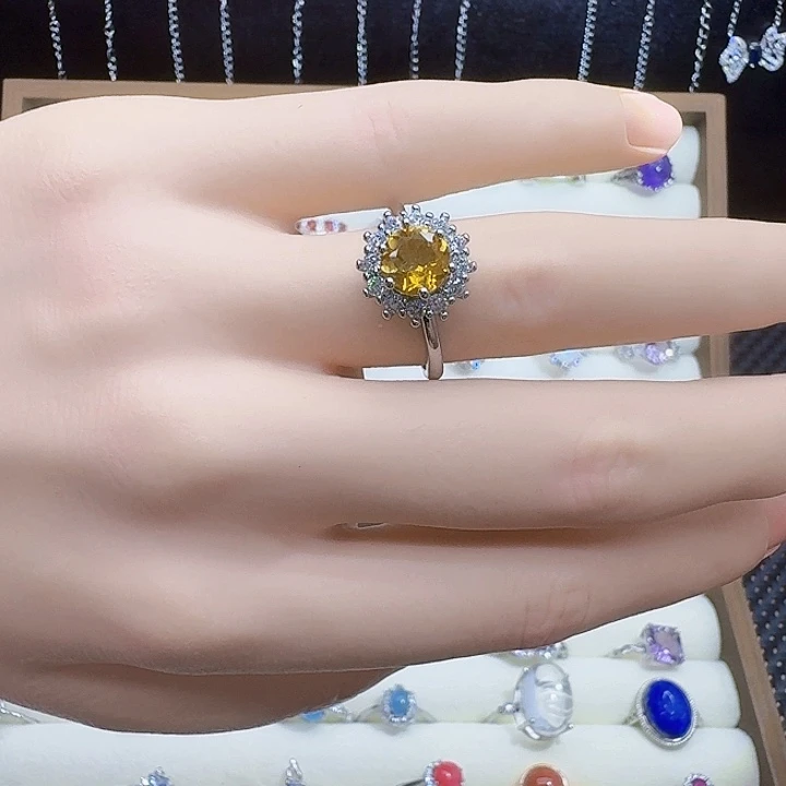 银S925镶嵌戒指黄晶