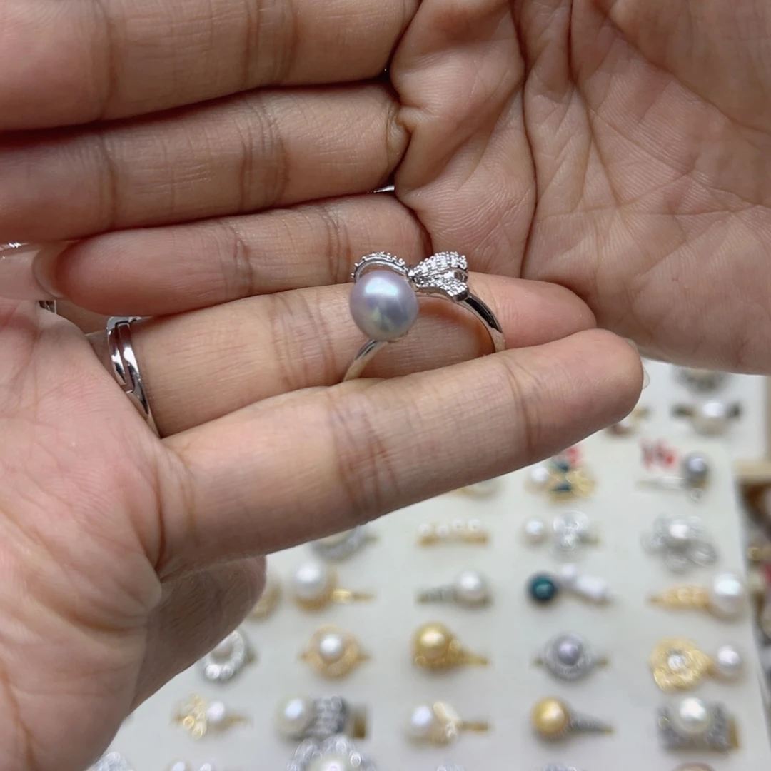 甜****银S925镶嵌戒指淡水珍珠